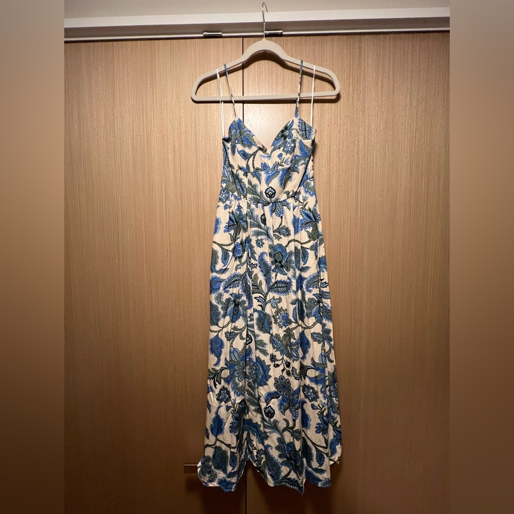 Zara Floral Blue and Cream Maxi Dress